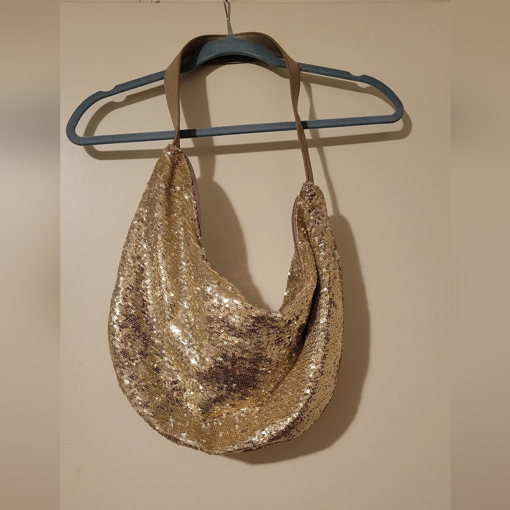 Gold Sequin Hobo Bag